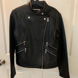 Michael Kors Black Leather Biker Jacket